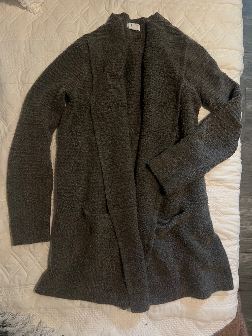 Old Navy Dark Gray Brown Open-Front Women's Chunky Long Cardigan Medium